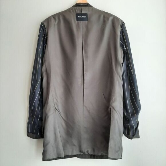 NAUTICA Navigator 100% Wool Blazer Jacket Grey Pin Stripe Men's Sz 40 T Tall - Picture 9 of 12